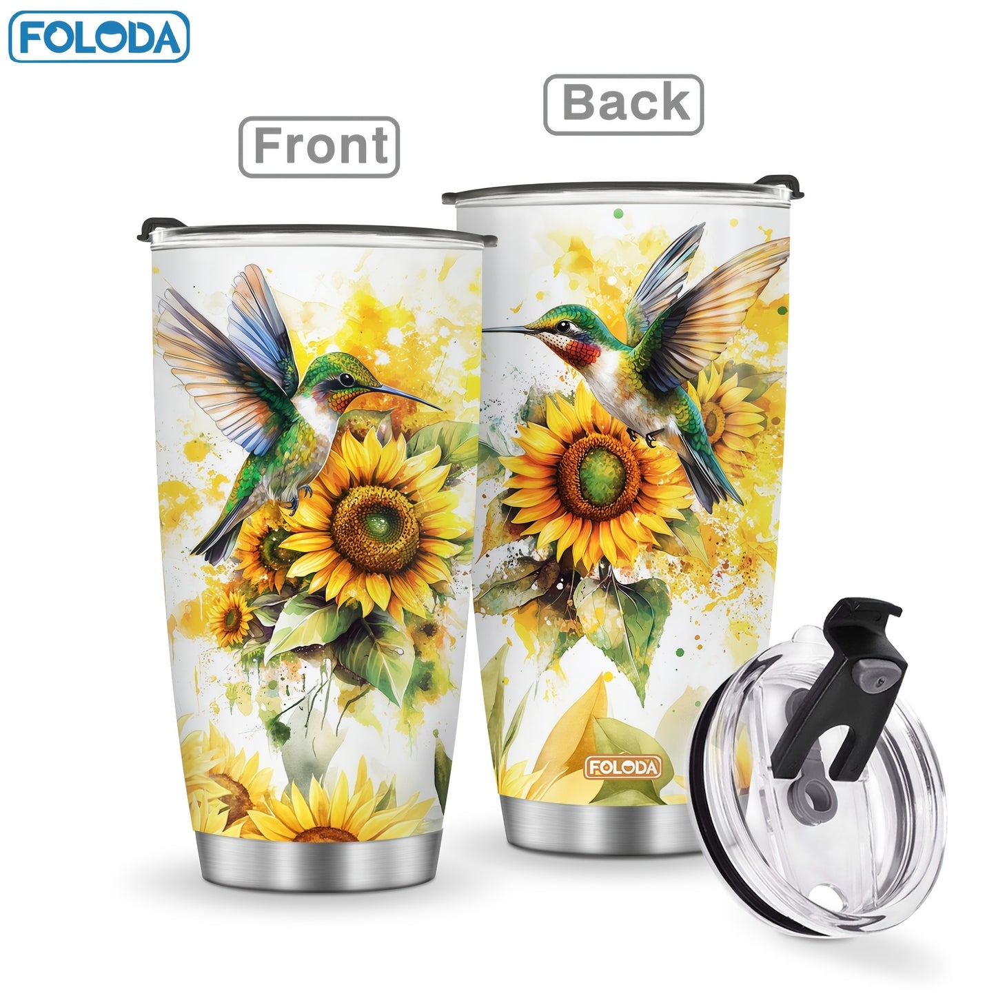 1pc, Hummingbird Flower Vacuum Insulated Travel Coffee Tumbler For Mother Grandma, Present For Mama Mom Sister Daughter, Birthday Valentines Day Gift For Her
