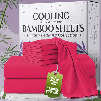 for extra Deep Pocket Bamboo Sheets Set - 4/6pcs Breathable & Cooling Bamboo Bed Sheet Set, Kid Sheet & Pillowcase Sets, Hotel Luxury, Soft Wrinkle-Free For Extra Deep Mattresses, Room Decor