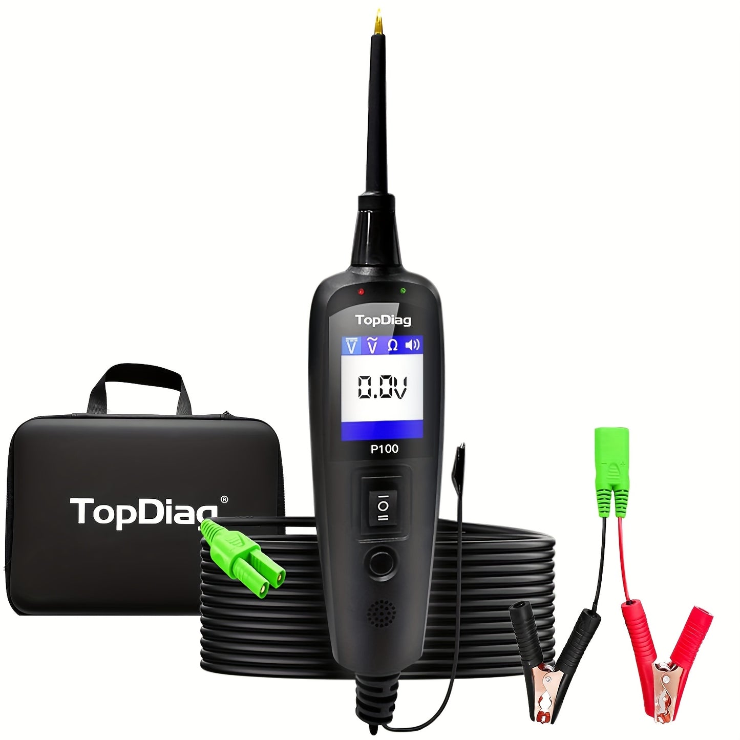 Power Circuit Probe Kit, P100 Car Circuit Tester, 12V 24V Automotive Electrical Tool, 6-30V Vehicle Short Circuit Finder with 40Ft Cable, Trailer Truck Voltage Current Detector
