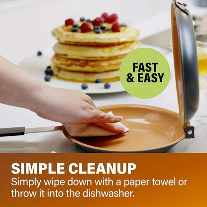 Non-Stick Omelette Maker for Fluffy Pancakes, Omelets And Italian Omelettes, Dishwasher Safe, Easy to Flip, Great for Campers Or Kitchens Indoor And Outdoor Cooking, Outdoor Cooking Essentials | Kitchen Items |Christmas Gifts, Reversible Skillet