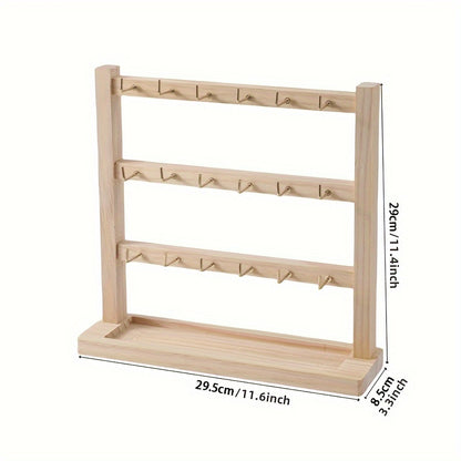1pc Elegant Wooden Keychain And Jewelry Display Stand Hook - Multi-Functional Desktop Organizer Earrings, Bracelets, And More Storage Three-Layer Jewelry Stand Four-Layer Jewelry Stand Please Purchase As Needed, Jewelry Towers