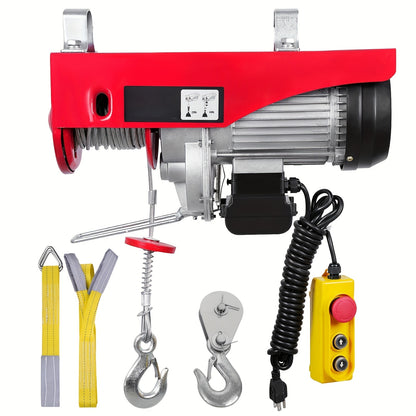 Happybuy Electric Hoist, 440 Lb Garage Hoist, 220 Lb (Single Rope) & 440 Lb (Dual Rope) With 5.25Ft. Corded Control, 120 Volt Electric Hoist Winch, 40 Ft. Single Cable Lift Height, Solid Copper Motor & Emergency Stop Switch