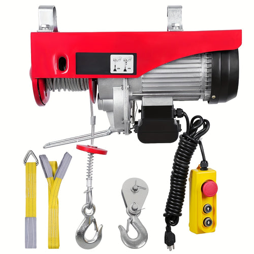 Happybuy Electric Hoist, 440 Lb Garage Hoist, 220 Lb (Single Rope) & 440 Lb (Dual Rope) With 5.25Ft. Corded Control, 120 Volt Electric Hoist Winch, 40 Ft. Single Cable Lift Height, Solid Copper Motor & Emergency Stop Switch
