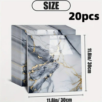 20pcs 11.8-Inch Square Space-Style Tiles, Waterproof PVC Material, Self-Adhesive, Suitable for Bathroom, Kitchen, And Living Room Interior Decorative Panels, Bathroom Tiles