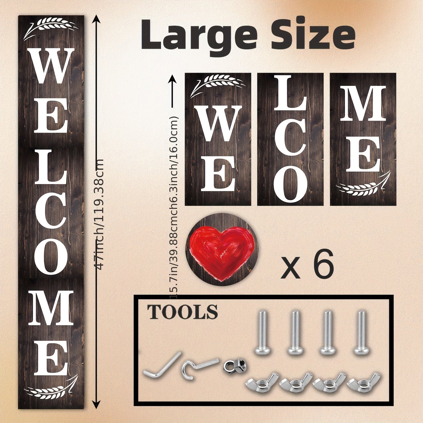 Porch Sign with 12 Interchangeable Seasonal Icons 47 Inch Tall - Welcome Sign for Front Door, Wind Resistant Leaner Board for Patio Yard Farmhouse Entryway, 4th of July Independence Day Decor
