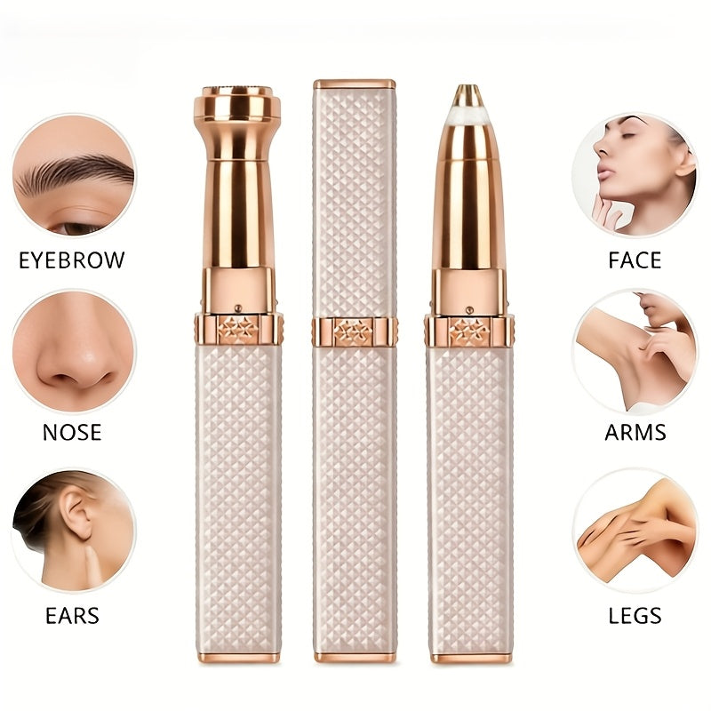 Women's Electric Shaver 2-in-1 Hair Removal Device - USB Rechargeable Wet Dry Body Shaver for Eyebrows Bikini Nose Face, Portable Travel-Ready Rose Gold Ladies Razor Gift