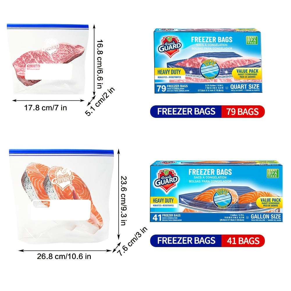 Sturdy Freezer And Refrigerator Storage Bags - Quart Capacity, Resealable with Convenient Tabs, Durable Design for Storing Fruits, Vegetables, Meats, And Bulk Foods - Kitchen Organizers And Additions