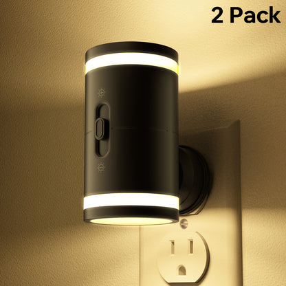 LED Night Light Plug In with Dusk to Dawn Sensor - 5-120LM Adjustable Brightness 3 Color Temperatures, Modern Night Lights for Hallway Bedroom Staircase Bathroom Toddler Room, 2 or 4 Pack