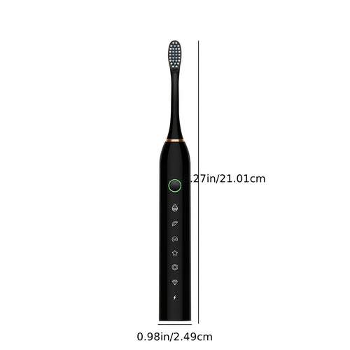 Rechargeable Electric Toothbrush 6 Cleaning Modes with 8 Brush Heads - USB Charge, Soft Bristles, Portable for Travel & Home Use, Oral Care Toothbrush for Men & Women - Black / White / Pink