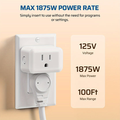 DEWENWILS Wireless Remote Control Outlet, Programmable And Expandable Electrical Outlet Switch, Wireless Remote Light Switch, 100FT Range, 10A