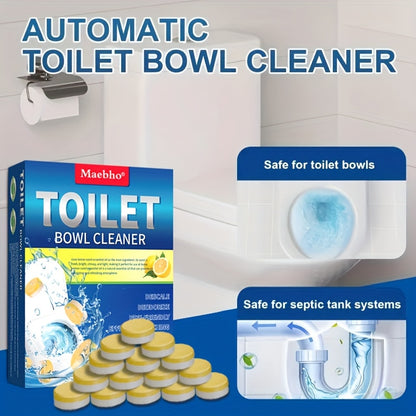 Toilet Cleaning Tablets Effervescent Lemon Scent 12/24pcs - Multi-Functional Toilet Bowl Cleaner Tablets, Stubborn Stain Remover & Deodorizer, Flushable Toilet Cleaner for Deep Clean & Fresh Bathroom