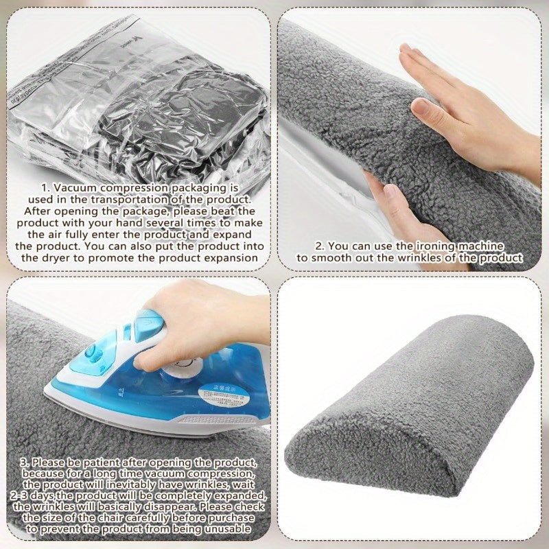 Memory Foam Bolster Pillow for Sleeping – Sherpa Half Roll Leg Support Pillow for Bed, Chair & Sofa | Head, Back & Knee Rest Cushion