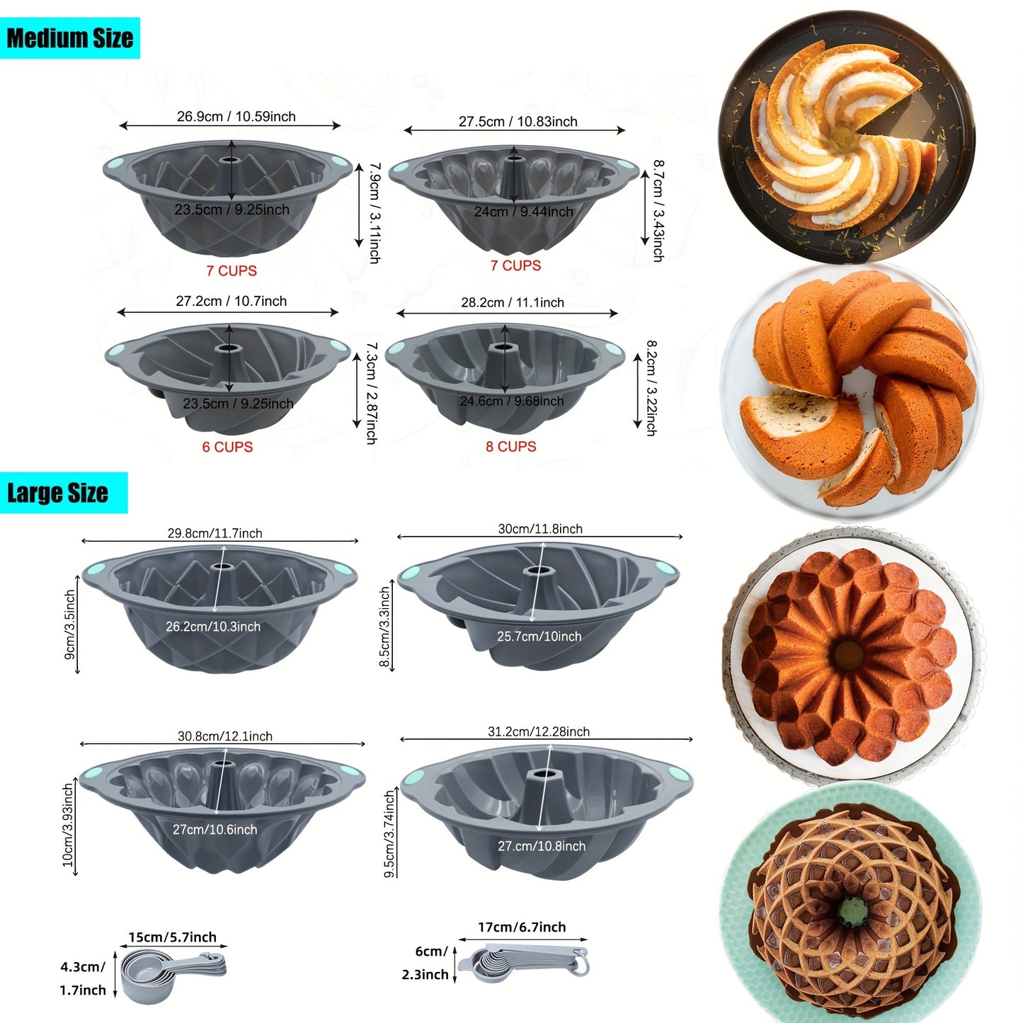 9 Pack Premium Silicone Cake Pans - Non-Stick, Fluted, And Versatile Molds For Baking Cakes, Brownies, Flan, Meatloaf, And More - Crown, Nest, Spiral, And Braided Shapes For Easy Release And Perfect Results
