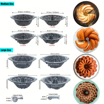 9 Pack Premium Silicone Cake Pans - Non-Stick, Fluted, And Versatile Molds For Baking Cakes, Brownies, Flan, Meatloaf, And More - Crown, Nest, Spiral, And Braided Shapes For Easy Release And Perfect Results