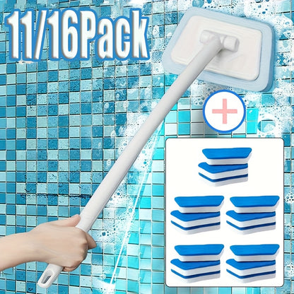 11/16pcs Shower Cleaning Brush Bathtub Brush, Wall Tile Brush Replaceable Heads Window Glass Cleaning Brush, New Detachable Decontamination Floor Brush for Bathtub