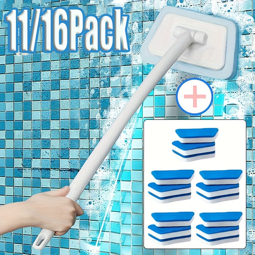 11/16pcs Shower Cleaning Brush Bathtub Brush, Wall Tile Brush Replaceable Heads Window Glass Cleaning Brush, New Detachable Decontamination Floor Brush for Bathtub