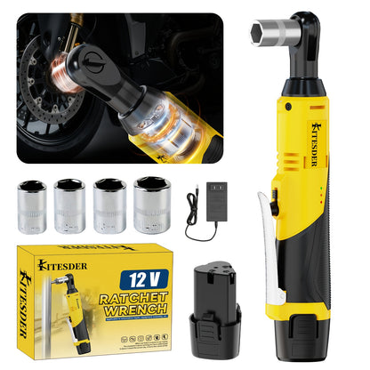 KITESDER12V Electric Ratchet Wrench Set, 400 RPM Ratchet Wrench, 3/8" Power Ratchet Tools with Variable Speed, 7 Sockets, 2 Packs 2.0Ah Lithium-Ion Battery And Fast Charger for Pipeline Maintenance.Christmas Gift, Local Warehouse