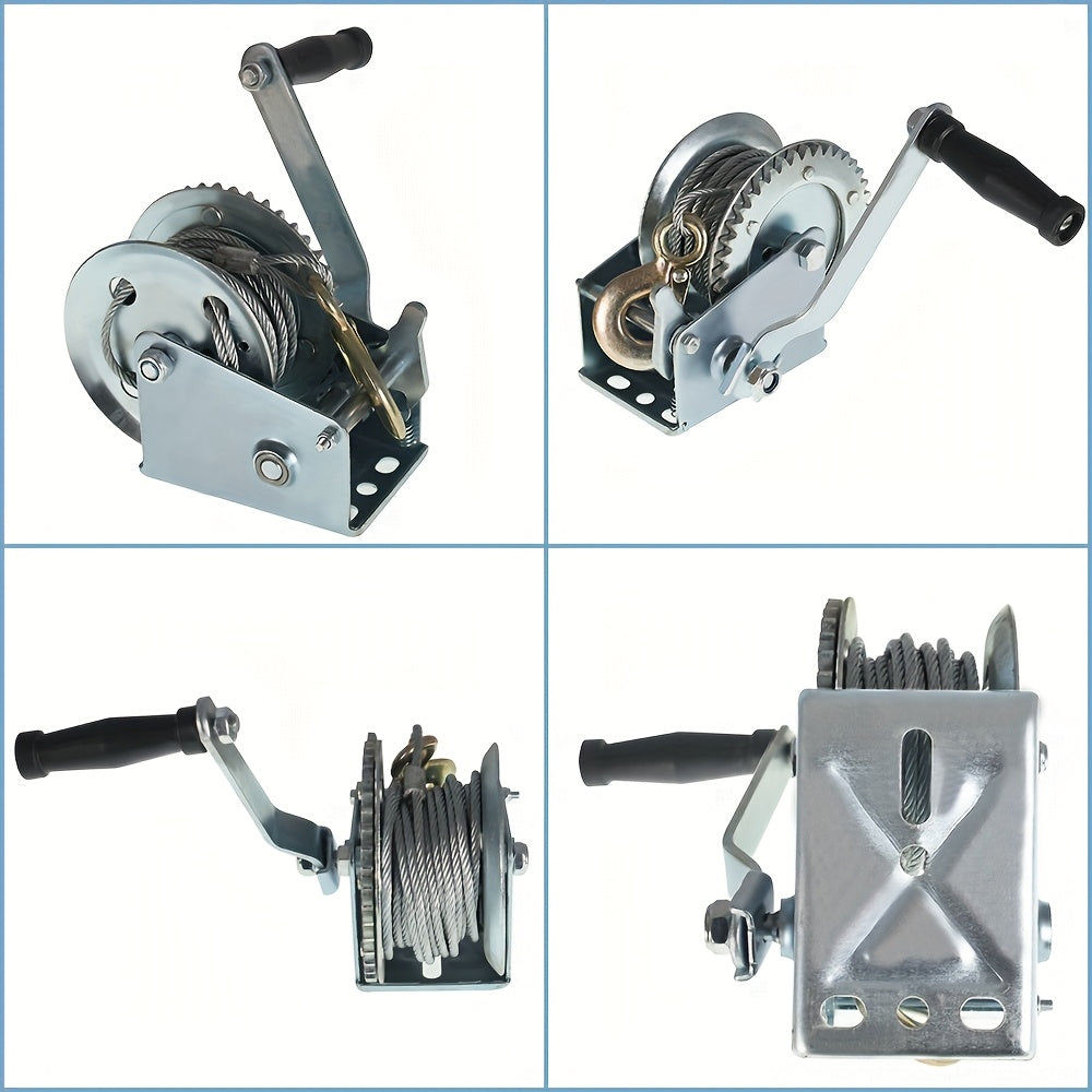 Hand Crank Winch 600-1600 Lbs Double Brake Safety Heavy Duty Steel Cable For Utility Boat Atv Trailers Farm Garage Pulling