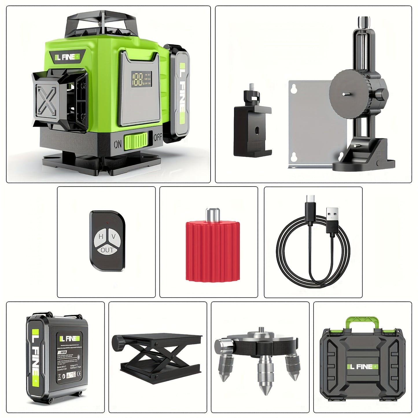 4D Laser Level 2026 Model, 16-Line Laser Level with Extremely High Construction Accuracy, Ultra-Fast Battery Charging, Helps You Quickly and Accurately Position, Level, and Align During Renovation, A Household Tool
