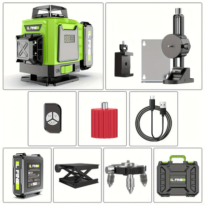 4D Laser Level 2026 Model, 16-Line Laser Level with Extremely High Construction Accuracy, Ultra-Fast Battery Charging, Helps You Quickly and Accurately Position, Level, and Align During Renovation, A Household Tool