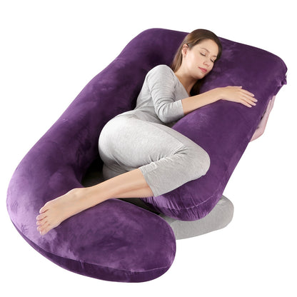 60-inch J-Shaped Full Body Pillow, Maternity Pillow, Maternity Full Body Pillow with Velvet Pillowcase, Full Body Pillow with Back, Leg, And Tummy Support, Helps Ensure Adequate, Comfortable Sleep, Halloween And Christmas Gift