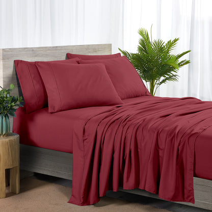Dan River Bamboo 2000 Thread Count 6-Piece Sheet Set with SnugGrip - Extra Wide Elastic Band on Fitted - Soft, 16 Inch Deep Pocket - Shrink & Wrinkle Resistant