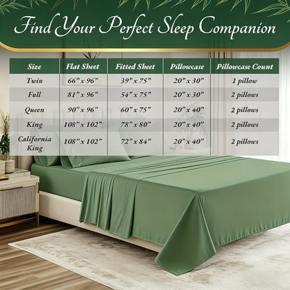 Cooling Bed Sheet Sets- Luxurious & Ultra-Soft for Kids Cooling Sheets for Hot Sleepers - Comfortable & Cool, Bamboo Blend Sheets Twin/Full/Queen/King Size/Deep Pockets