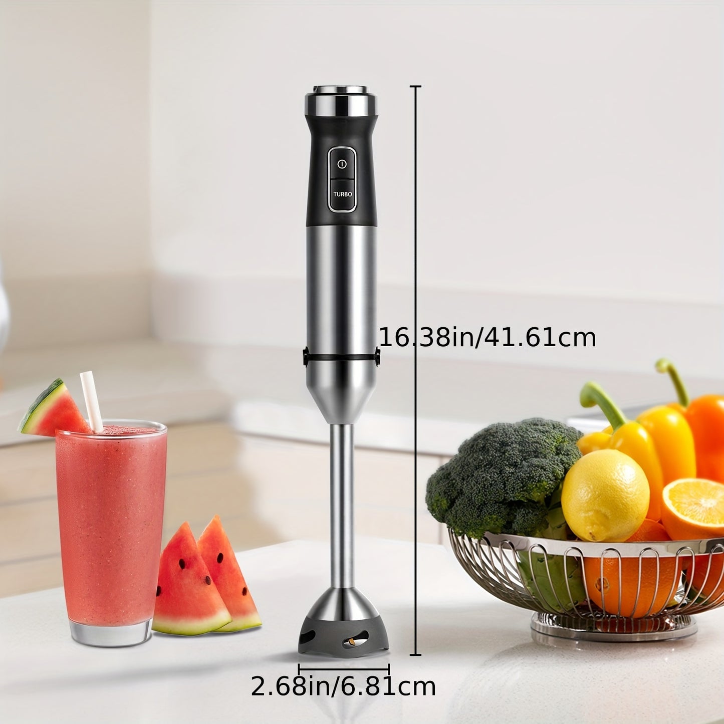 6-in-1 Immersion Blender Handheld 1000W 20-Speed & Turbo Mode, Scratch Resistance Hand Blender WIth Dough Hooks, Egg Beaters, Whisk, 27.05oz Beaker, 20.29oz Chopper Titanium Blades, BPA-Free