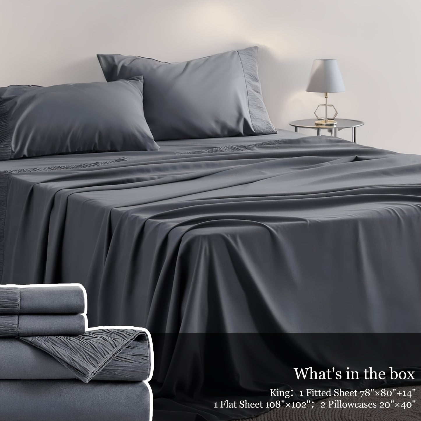 Queen Size 4pcs Sheet Set - Premium Ultra Soft & Breathable Bed Sheets - Cooling Hotel Luxury Bedding Collection - Includes 1 Flat Sheet, 1 Fitted Sheet & 2 Pillowcases - Wrinkle-Free, Easy Care - Cozy Comfort For All Seasons