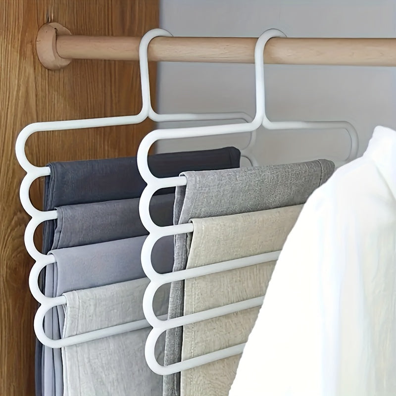 5pcs, Multifunctional Five-Layer Pants Rack, Anti Slip, Multi-layer Clothing Store Wardrobe Clothes Hanger, Scarf Storage Hanging Rack, Pants Rack