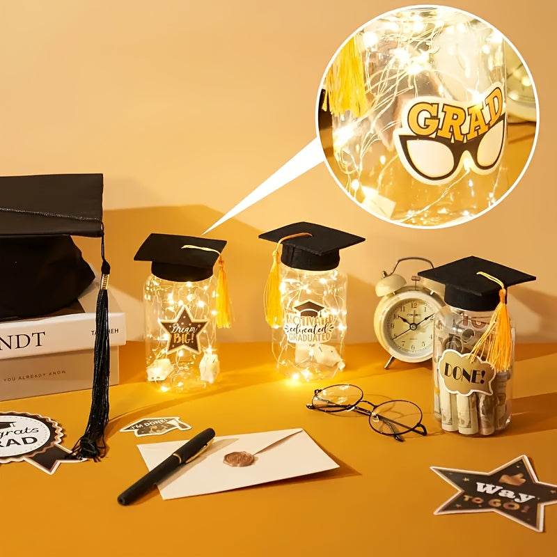 8pcs Lighted Graduation Jars, 2026 Graduation Gifts With Graduation Jars, Graduation Stickers, Graduation Party Decorations, Suitable For Graduation Gifts