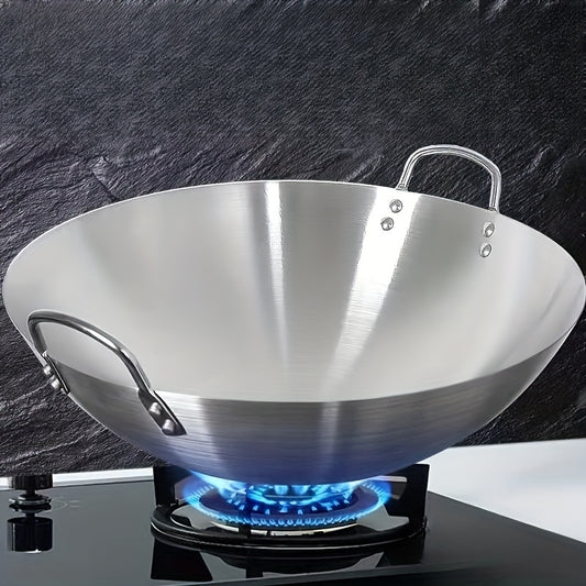Stainless Steel Wok & Frying Pan – Non-Stick Cooking Surface, Ergonomic Handle, Compatible with Gas, Induction & Electric Stovetops, Extra Thick & Deep, Easy to Clean