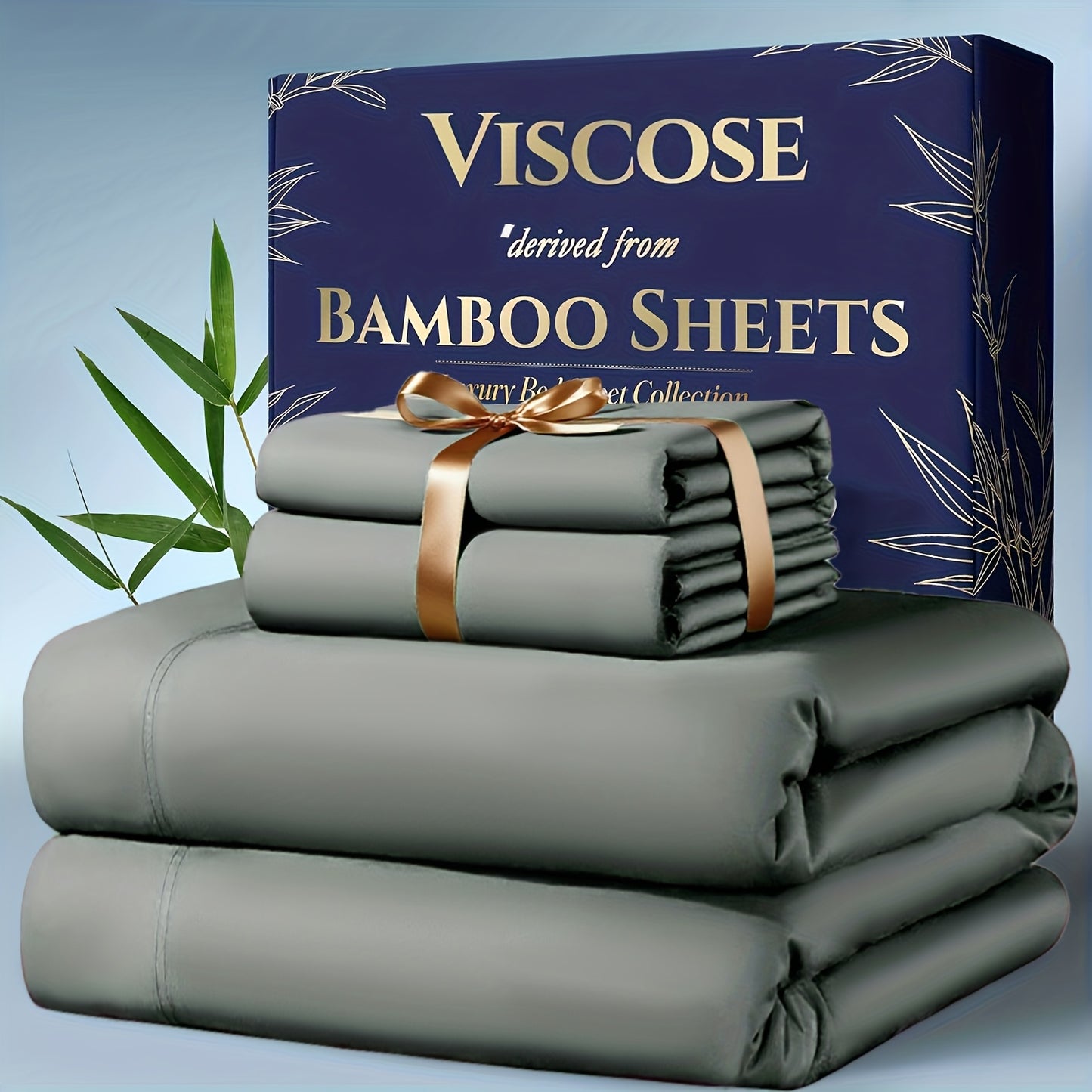 4pcs Bamboo Cooling Bedding - Extra Deep Pocket Breathable And Cooling - Suitable for Hot Sleepers And Sweats, Children Pillowcases, Flat Sheet And Fitted Sheet - A Perfect Gift for Family, Queen And King Sizes, Next Day Delivery