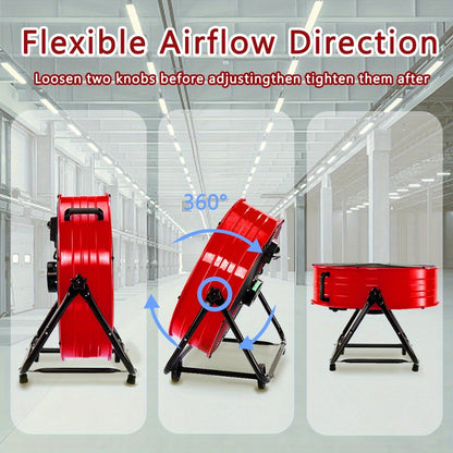 24 Inch Industrial Floor Drum Fan, 9000 CFM 3-Speed Heavy Duty Floor Fan with 360° Tilt with Casters And Handle for Warehouse, Patios, Garage