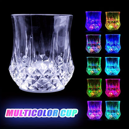 12pcs 6.76oz Creative Luminous Sensor Cups, Light Up When Liquid Is Poured In, Seven-color Gradient Flash, A Perfect Atmosphere for Bars And KTVS, Transparent Crystal Texture, Practical And Cool Novel Cups