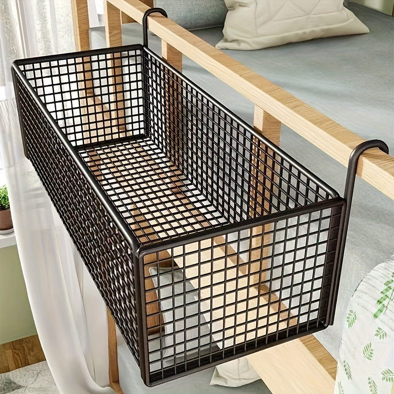 Cast Iron Door Back Hanging Basket - Black Woven Mesh Storage Rack, Sturdy Metal Frame And Safety Hanging Mechanism, Space-Saving Multi-Functional Shelf, Suitable for Dormitories, Bedrooms, Wardrobes - 11 Holiday Gifts, Shelf Basket, Shelf Baskets
