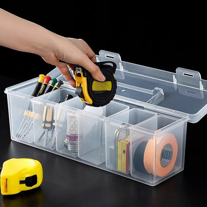 14pcs Tool Organizer Box Set, 12 Small + 2 Large, Portable Transparent Storage Case with Dividers, Handheld Multi-Compartment for Screws, Wrenches, Hardware Parts, Organizer, Home Gadget Box