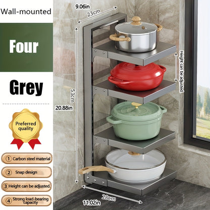 2/3/4/5/7-Tier Adjustable Kitchen Storage Rack, Multi-Layer Drain Organizer For Pots, Pans And Cutlery, Paint Finish, Black, Kitchen Storage,Pot Racks