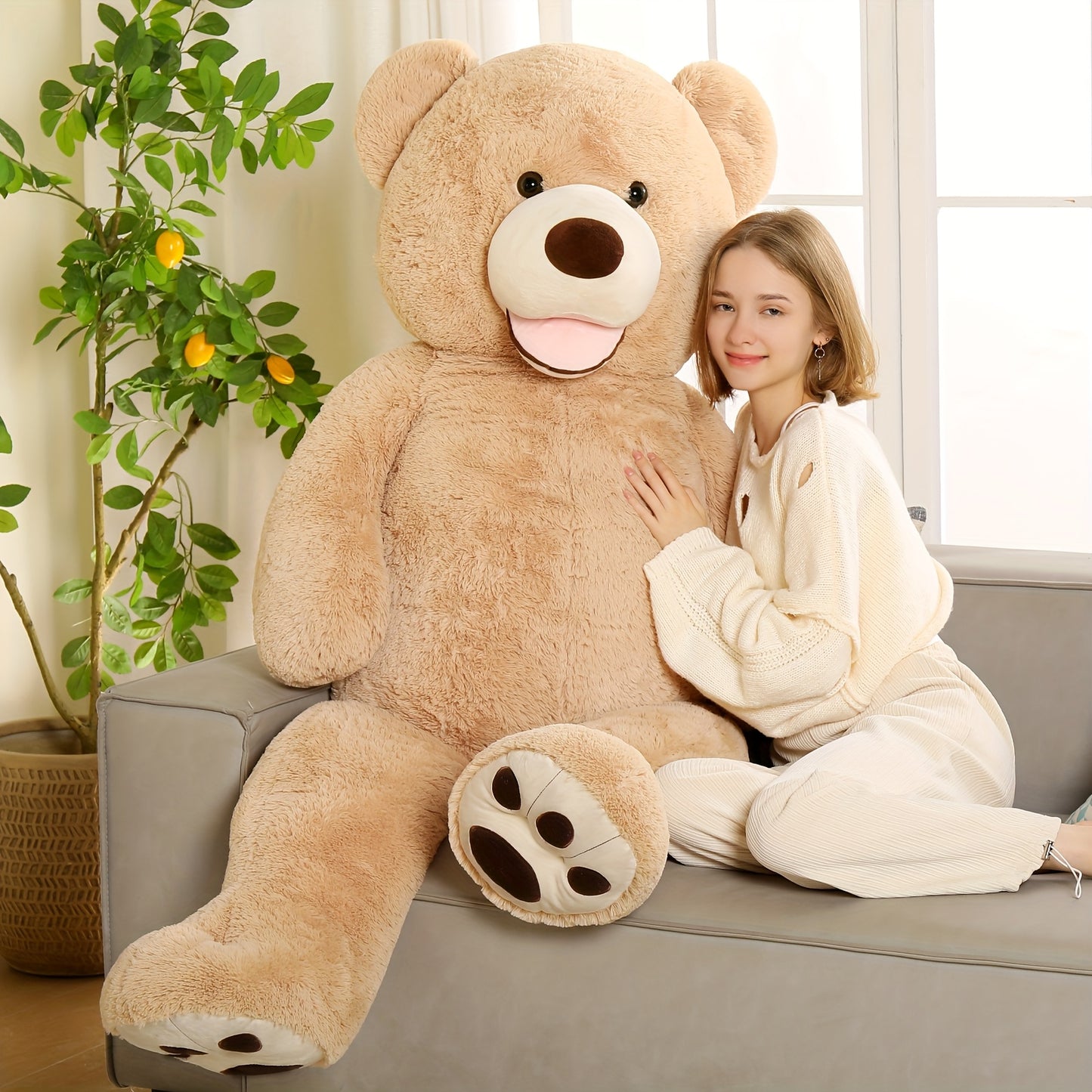 MorisMos Giant Teddy Bear Plush 5ft, Life Size Huge Brown Teddy Bears For Girlfriend Boyfriend, 5 Foot Large Big Stuffed Animal Gifts For Lover On Valentines, Anniversary, Birthday