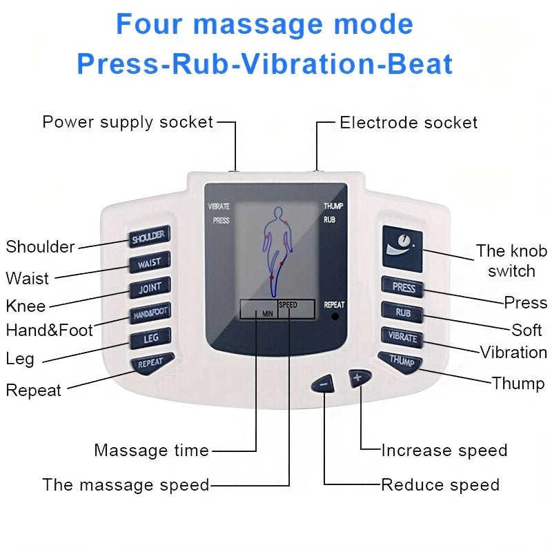 TENS EMS Dual Channel Stimulator | (4 Electrodes) for Relieving Back, Shoulder, And Knee Joints | Relaxation And Exercise, with 10 Modes And 8 Intensity Levels, The Best Gift for Family And Friends.