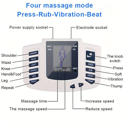 TENS EMS Dual Channel Stimulator | (4 Electrodes) for Relieving Back, Shoulder, And Knee Joints | Relaxation And Exercise, with 10 Modes And 8 Intensity Levels, The Best Gift for Family And Friends.