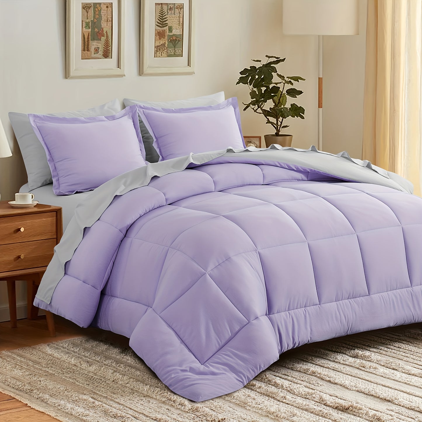7pcs Comforter Set-Luxury Soft Fluffy Bedding With 1 Comforter, 1 Fitted Sheet, 1 Flat Sheet, And 4 Pillowcases & Pillow Cover-All Season Quilte Set Queen, Hypoallergenic, Breathable, Easy Care, Valentine'S Day Bed In A Bag, Gifts For Her