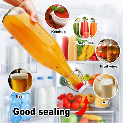 4/6/8/12pcs-32oz Swing Brewing Bottle with Stopper for Beverages, Oil, Vinegar, Water, Soda, Airtight Lid