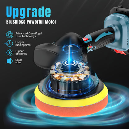 ZEEKMUSS Cordless Buffer Polisher, 6 Inch Dual Action Polisher Kit With 2pcs 21V 2.0Ah Rechargeable Battery, 6 Variable Speed 5500RPM Buffer Polisher For Detailing, Polishing, Waxin