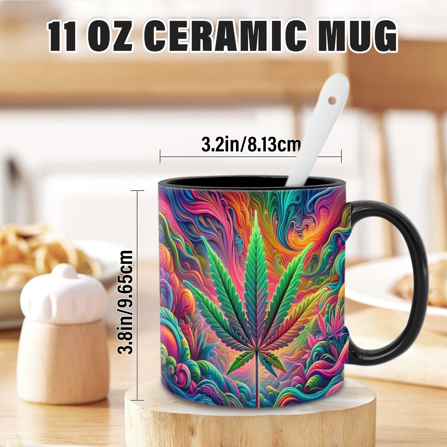 One Ceramic Mug Featuring a Design, 11 Ounces, with a Psychedelic Print, Suitable for Use in a Living Room, Office, Or Cafe, Perfect As a Gift for Friends