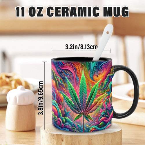 One Ceramic Mug Featuring a Design, 11 Ounces, with a Psychedelic Print, Suitable for Use in a Living Room, Office, Or Cafe, Perfect As a Gift for Friends