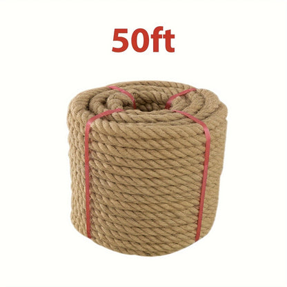Manila Rope Natural Jute Twisted Hemp Rope – 3/4" 1" 1-1/4" 1.5" Thick Heavy Duty Outdoor Rope for Swing Bed Hammock Railing Crafts Tug of War Landscaping Gardening Bundling Home Decor