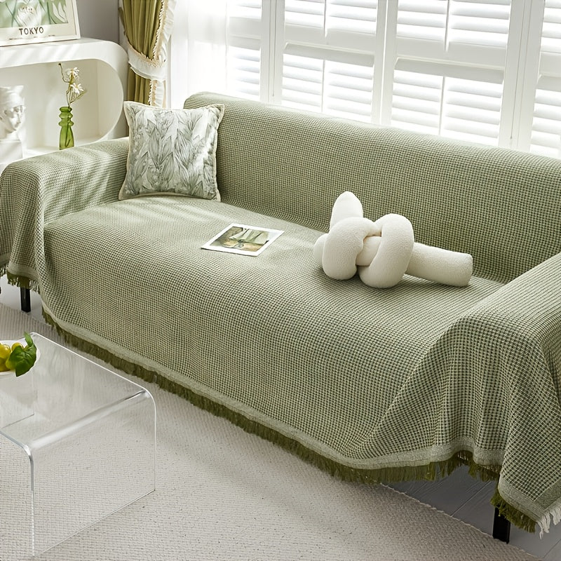 Tassel Sofa Throw Cover, Scratch-Resistant Sofa Cover, Multifunctional Breathable Sofa Slipcovers, Easy And Fashionable Couch Covers, Settee Cover for All Seasons