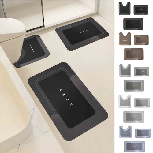 Bathroom Rugs 3pcs Diatomaceous Earth Bath Mat Non-Slip Bathroom Toilet Mat Set Super Absorbent Dry Machine Washable Non-Slip Backing for Safe And Easy Cleaning Perfect for Any Home Hotel Shower Room