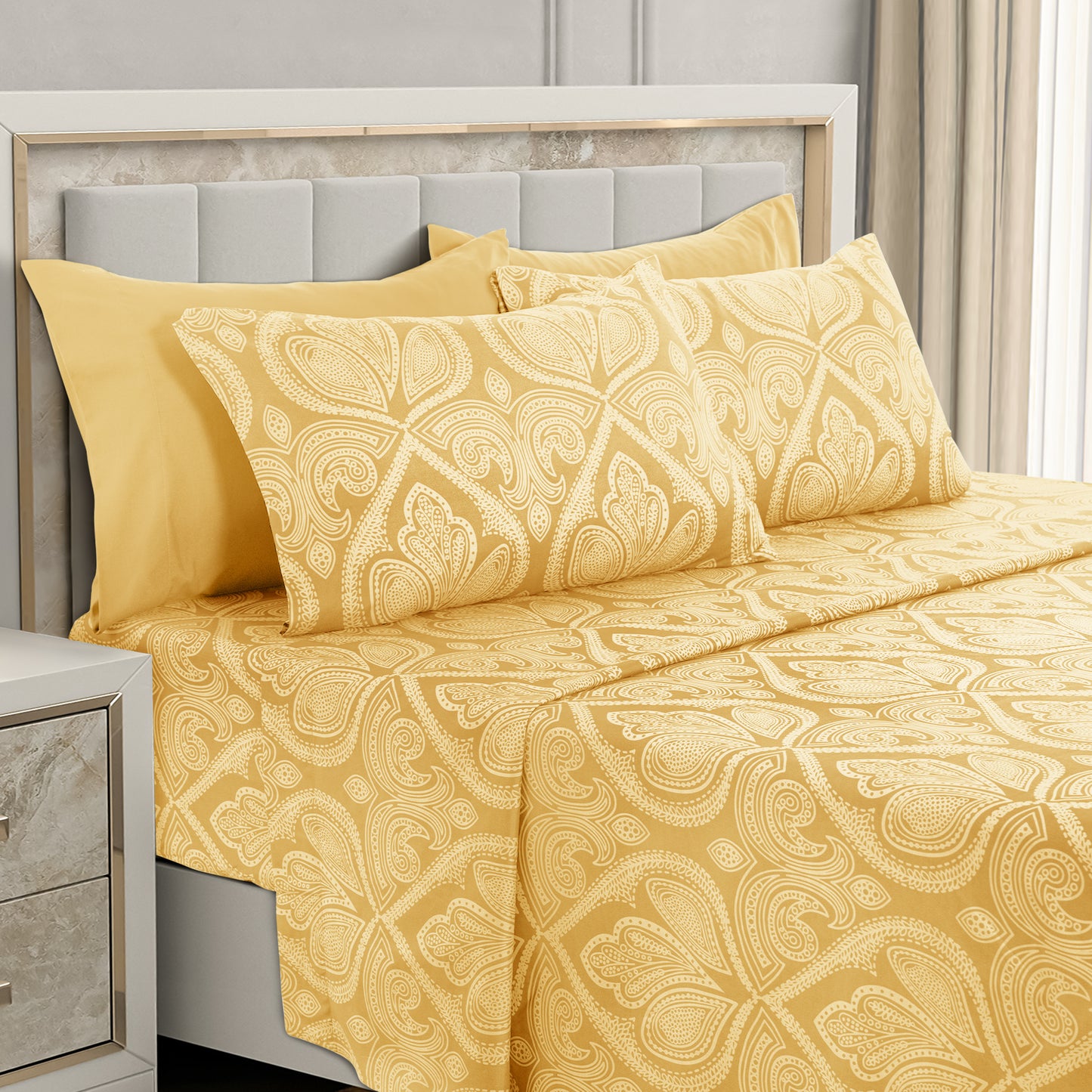 6/4 Piece Paisley Bed Sheet Set – Soft Brushed 100% polyester Wrinkle Free Sheets, Deep Pocket Fitted Sheet, Luxurious Printed Bed Sheets, All-Season Comfort